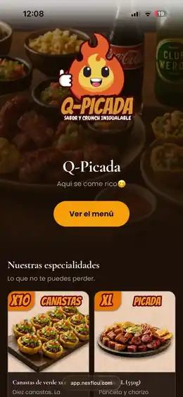 Productos del menú digital de Q-Picada